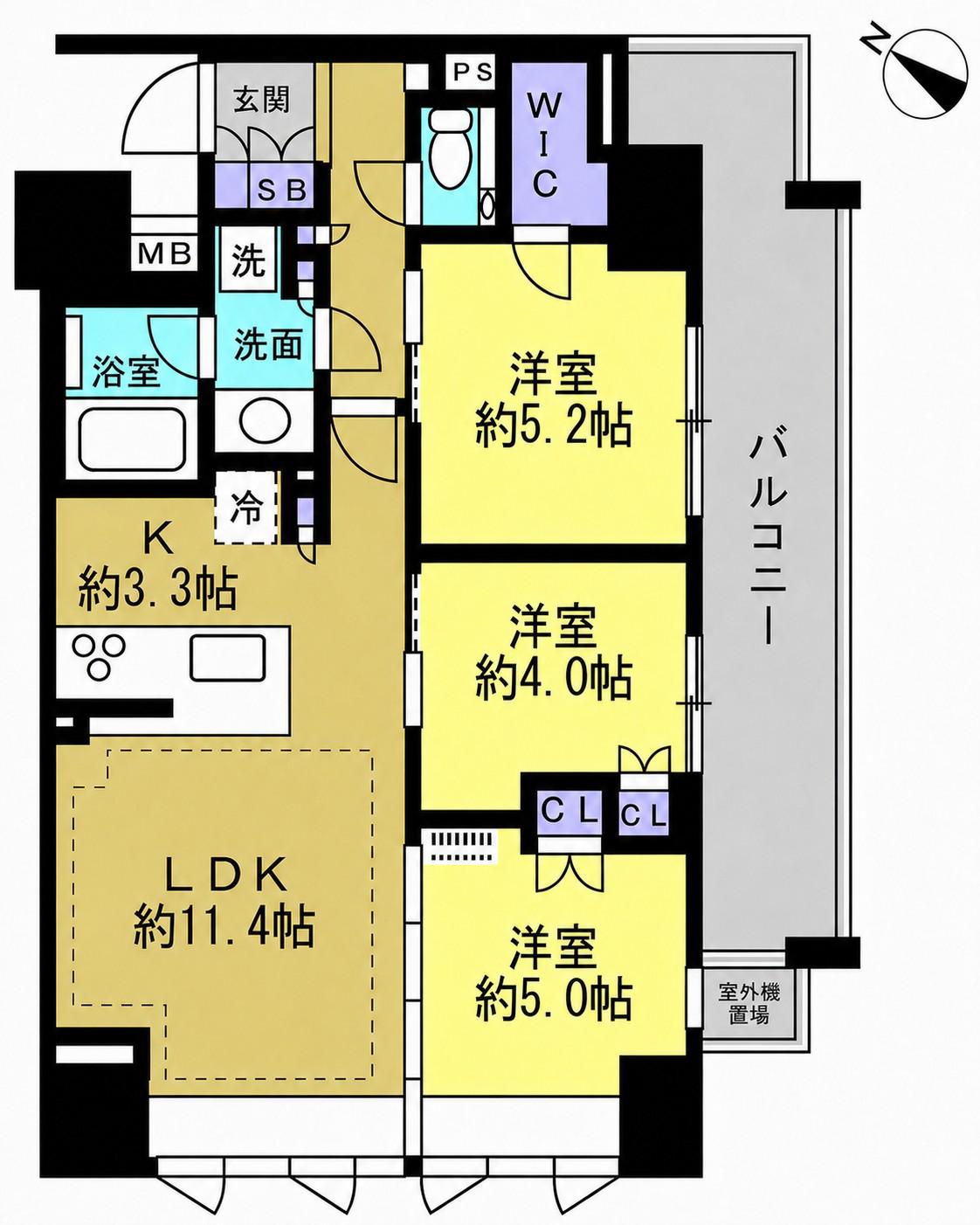 ヴィークコート人形町(3LDK/8階)の間取り写真