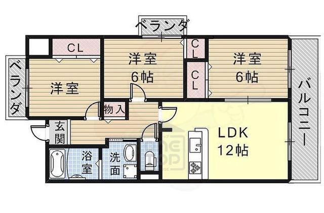セレニテ上中条(3LDK/6階)の間取り写真