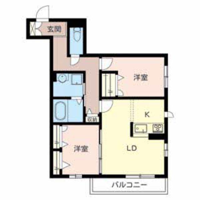 シャーメゾンKOKOMO(2LDK/2階)の間取り写真