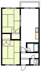マンションヤマダA・B(2DK/2階)の間取り写真