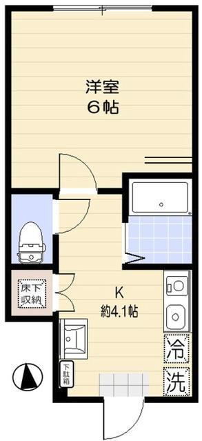 アオアクア浜田山(1K/1階)の間取り写真