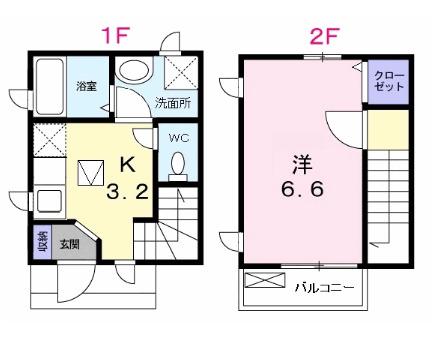 バルビゾンⅢ(1K/1階)の間取り写真