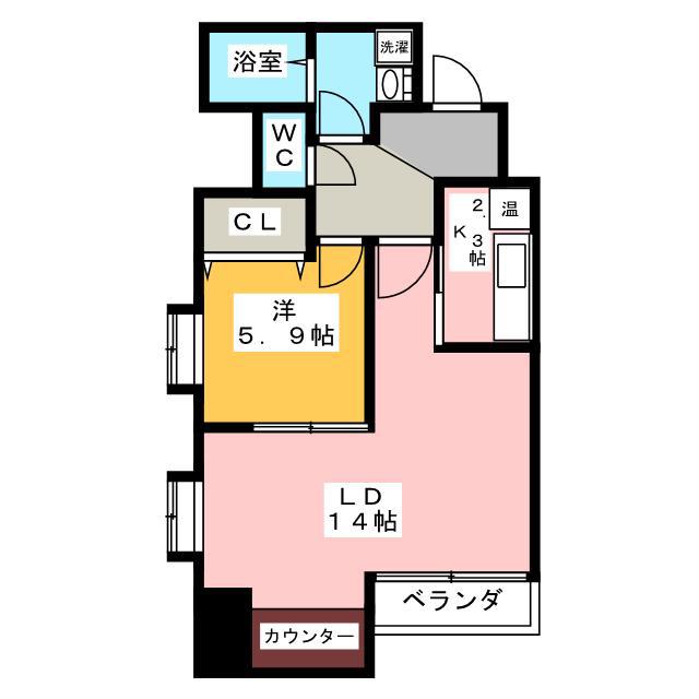 LAUREL COURT 常盤(1LDK/13階)の間取り写真