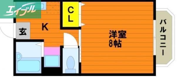 ベレール清心(1K/2階)の間取り写真