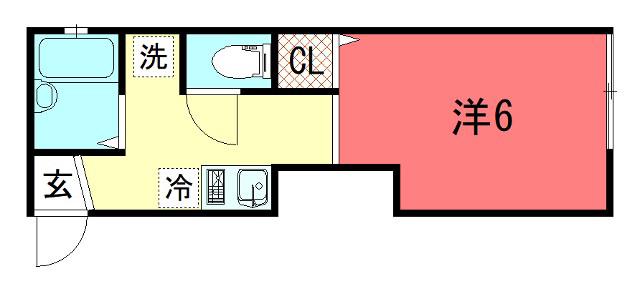 エンゼルハウス(ワンルーム/1階)の間取り写真
