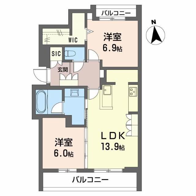 シャーメゾン西岐阜アバンセ(2LDK/2階)の間取り写真