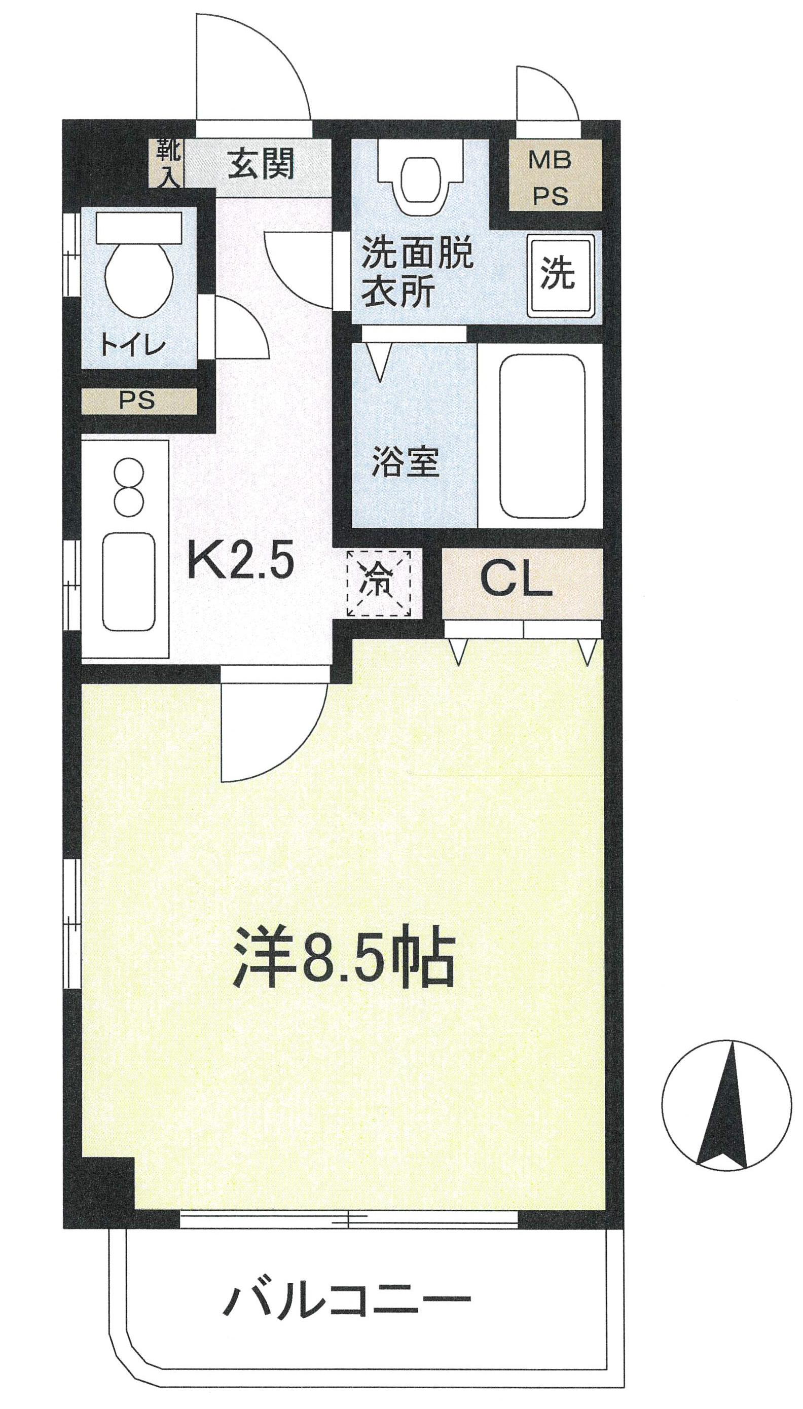 ベルジュ(1K/2階)の間取り写真