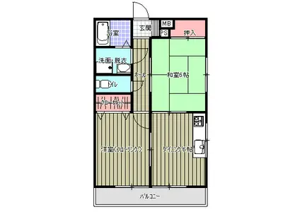シーバード(2DK/2階)の間取り写真
