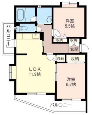 PLANNED HOUSE(2LDK/3階)の間取り写真