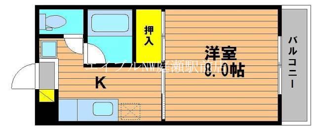 シャトレハイツ今村(1K/4階)の間取り写真