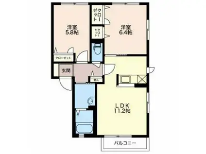 SH・フェリーチェ(2LDK/2階)の間取り写真