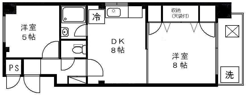 エスポワール芝(2DK/7階)の間取り写真