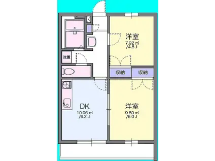 天竜浜名湖鉄道 いこいの広場駅 徒歩25分 3階建 築29年(2DK/3階)の間取り写真
