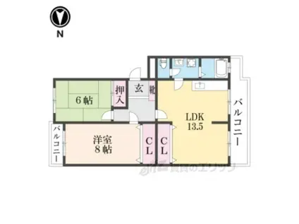 ポンパプラザ2(2LDK/3階)の間取り写真