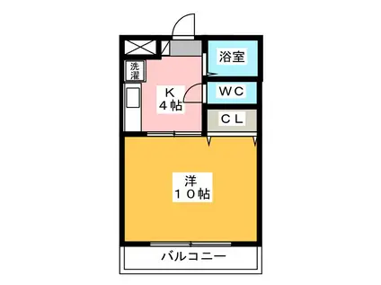 ラクシュリー祝田(1K/2階)の間取り写真