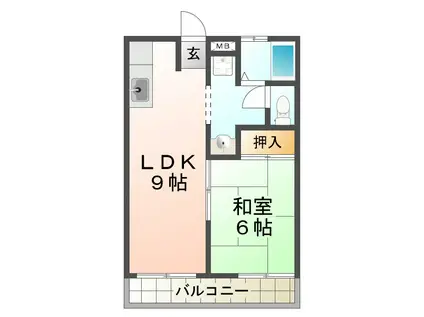 浜第一マンション(1LDK/3階)の間取り写真