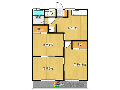 コーポ上峰(3DK/2階)の間取り写真