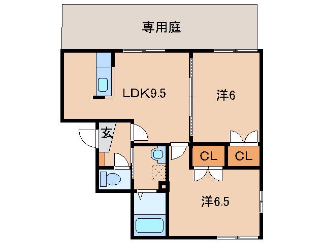 コンフォートクロエ(2LDK/1階)の間取り写真