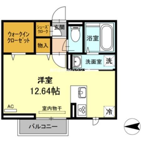 グリンセル新蔵(ワンルーム/2階)の間取り写真