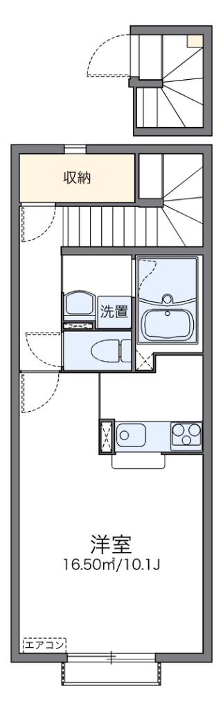 レオネクストフェリーチェ2号館(1K/2階)の間取り写真
