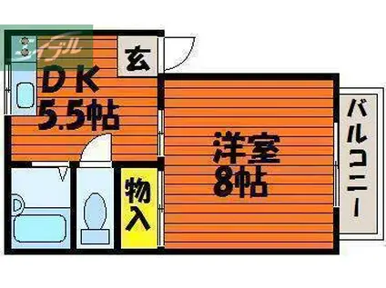 シティーハイツ(1DK/2階)の間取り写真