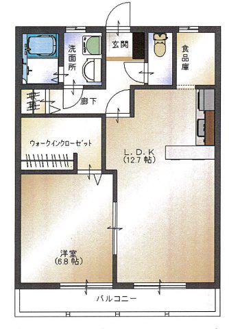 コーポリヲ(1LDK/1階)の間取り写真