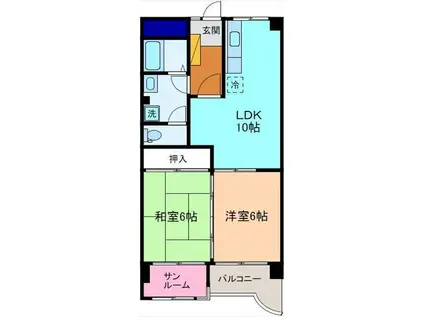 メイプルハイツ(2LDK/3階)の間取り写真