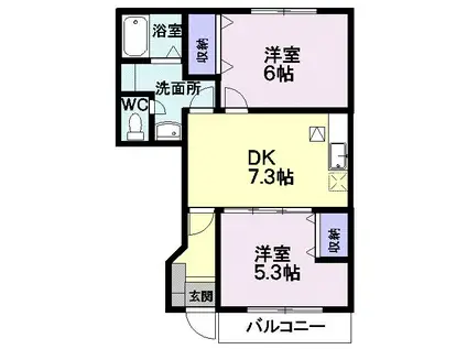 ビラ・シャルマン A(2DK/1階)の間取り写真