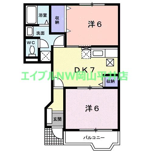 ニュークレストールビゼン(2DK/1階)の間取り写真