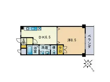 クラウンV(1DK/3階)の間取り写真