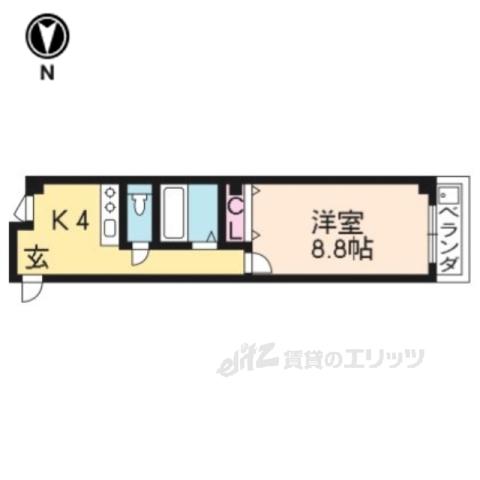 新町マンション(1K/1階)の間取り写真