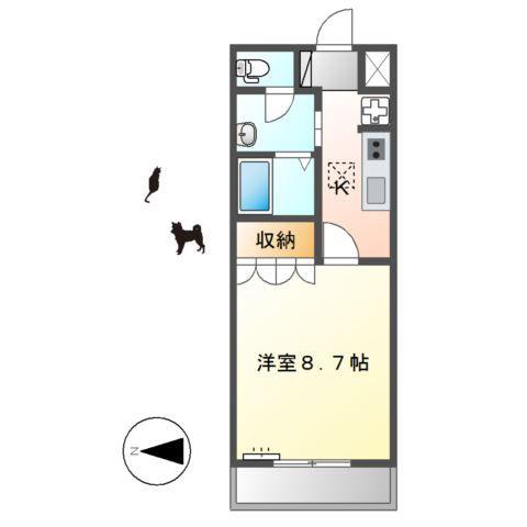 スカイリーフ(1K/1階)の間取り写真