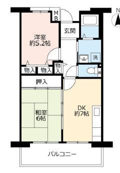 URサンラフレ鳴尾北11号棟(2DK/3階)の間取り写真