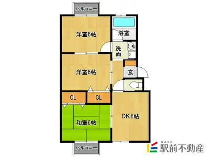 モンブランハイツ(3DK/1階)の間取り写真