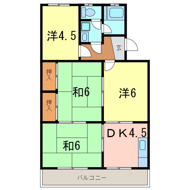 コーポ都(4DK/2階)の間取り写真