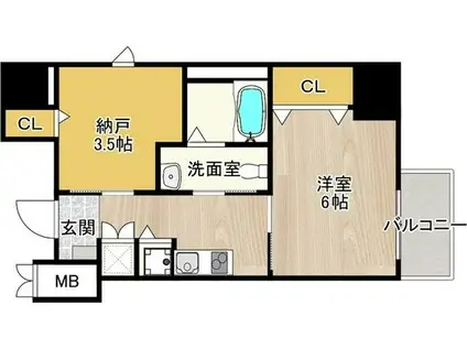 ディアコート宿屋町(2K/10階)の間取り写真