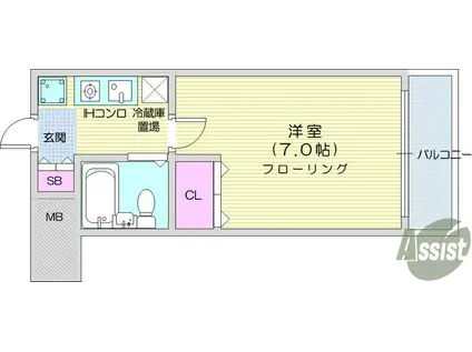 アーバンハイツ通町(1K/1階)の間取り写真