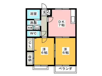 前山ハイツ(2DK/2階)の間取り写真