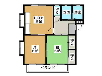 JR東海道本線 安倍川駅 徒歩25分 2階建 築31年(2DK/1階)の間取り写真