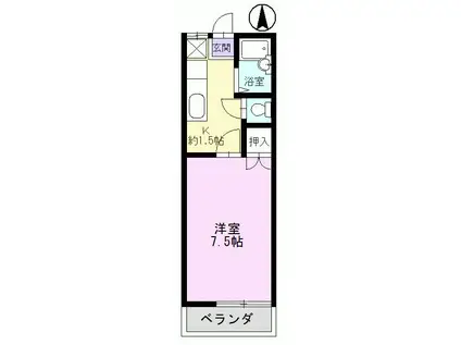 ハイツWS(1K/2階)の間取り写真