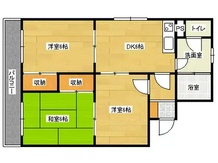 第2日吉ビル(3DK/3階)の間取り写真
