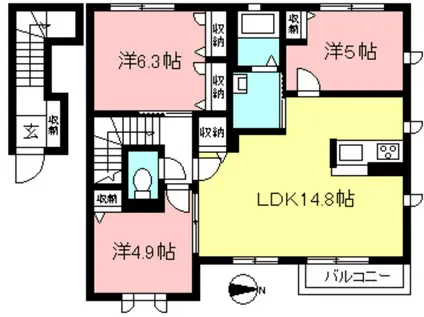 メゾンルミエール(3LDK/2階)の間取り写真