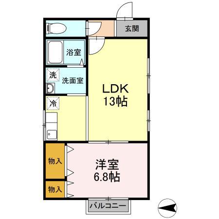 メゾンしみず(1LDK/1階)の間取り写真