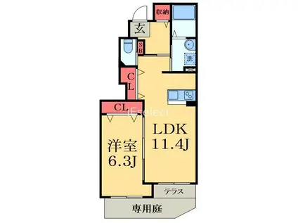 LULU ANIA(1LDK/1階)の間取り写真