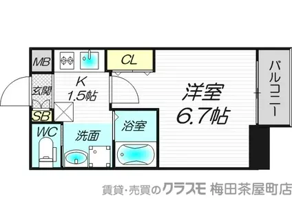 SK MINAMIMORIMACHI(1K/10階)の間取り写真