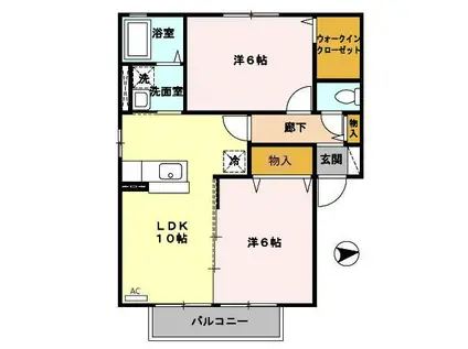 モアリエII号館(2LDK/2階)の間取り写真