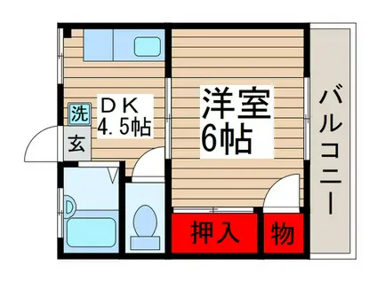 末広荘(1DK/2階)の間取り写真
