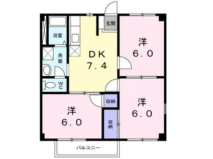セゾン佐野(3DK/1階)の間取り写真