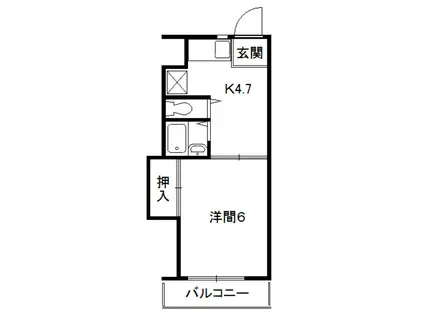 サンリバーハイツ(1K/4階)の間取り写真