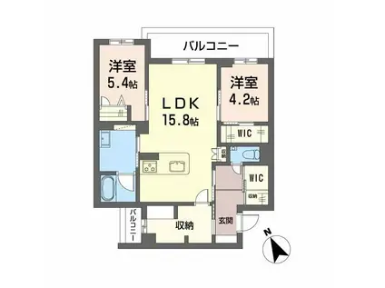 WITHPLUS天保山公園(2SLDK/2階)の間取り写真